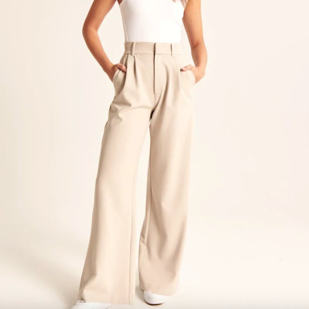 Beige Wide-Leg Pants Daisy Grace